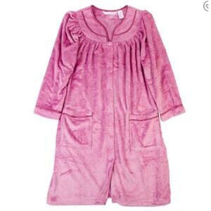 Jasmine Rose Plush Robe Pink Womens Small